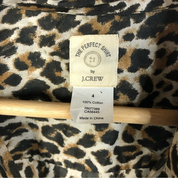 J. Crew The Perfect Shirt Beige & Brown Leopard Long Sleeve Button Down 4 - Picture 4 of 4